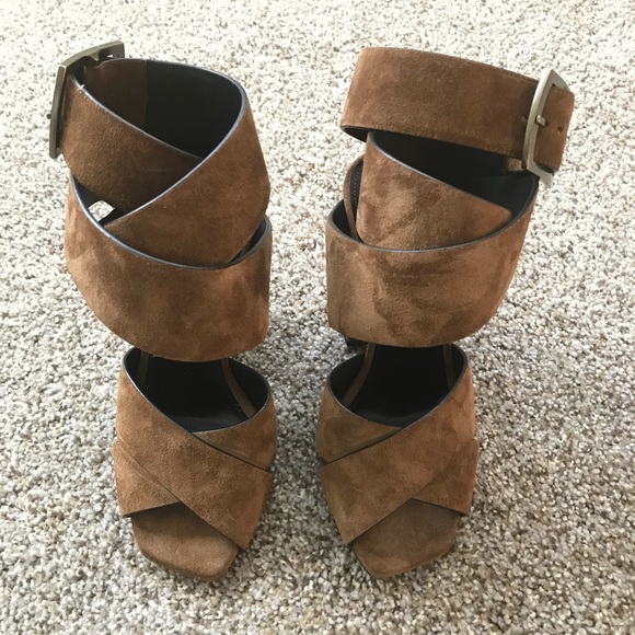 Saint Laurent Suede Crossover Strap Sandals 34 44 - Picture 6 of 8